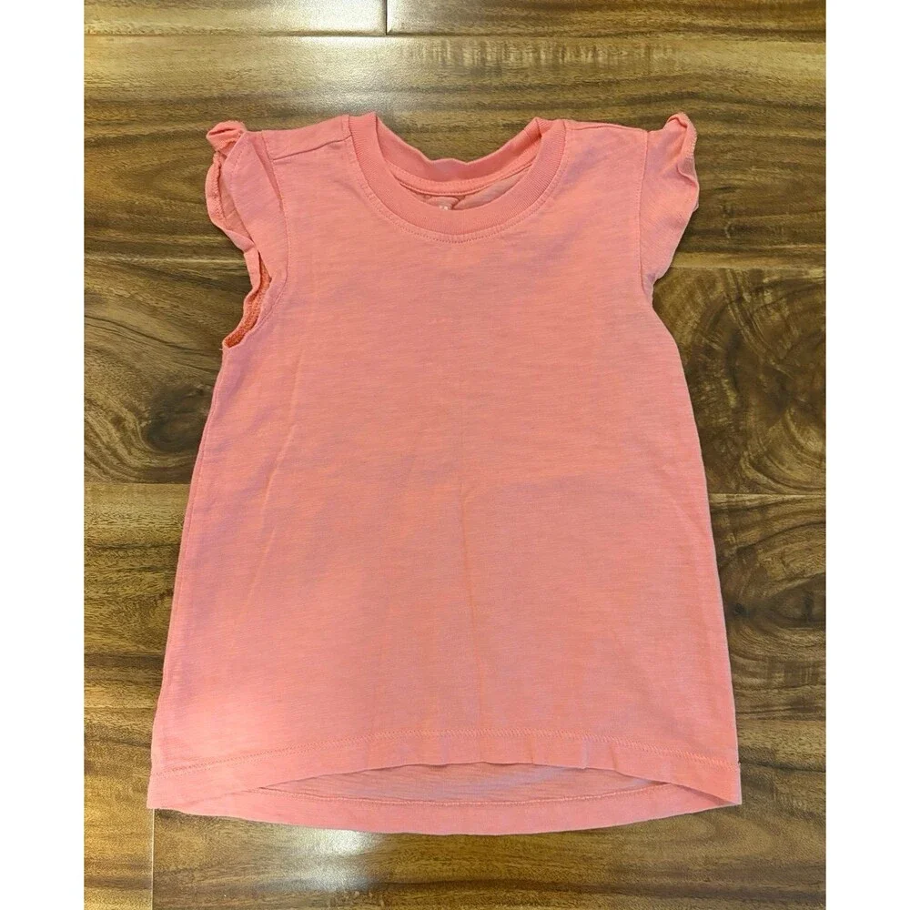 Three Primary Flutter Sleeve Tops, Lavender, Guava & Rainbow Stripe, Size 3T